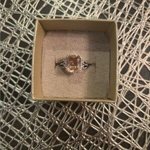 Elegant Silver and Peach Gemstone Ring